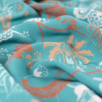 Viskose Voile Ibiza, Paisley Blumen Tiffany, Mint